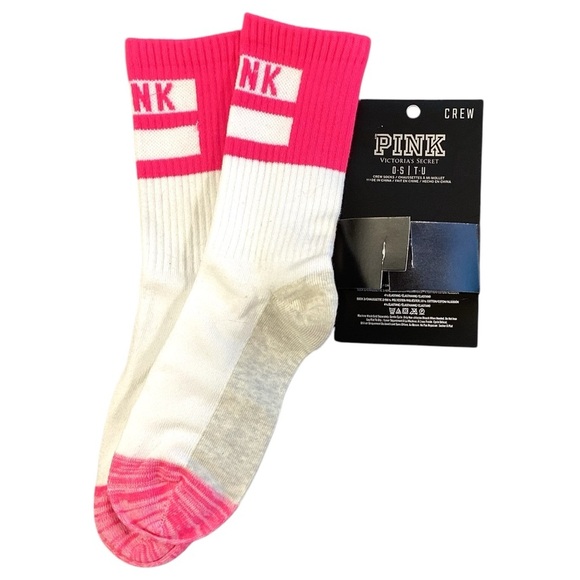 Victoria’s Secret PINK Crew Socks One Size - Picture 1 of 6